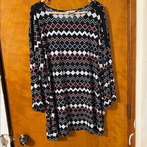 CJ Banks Multicolor Geometric Tunic